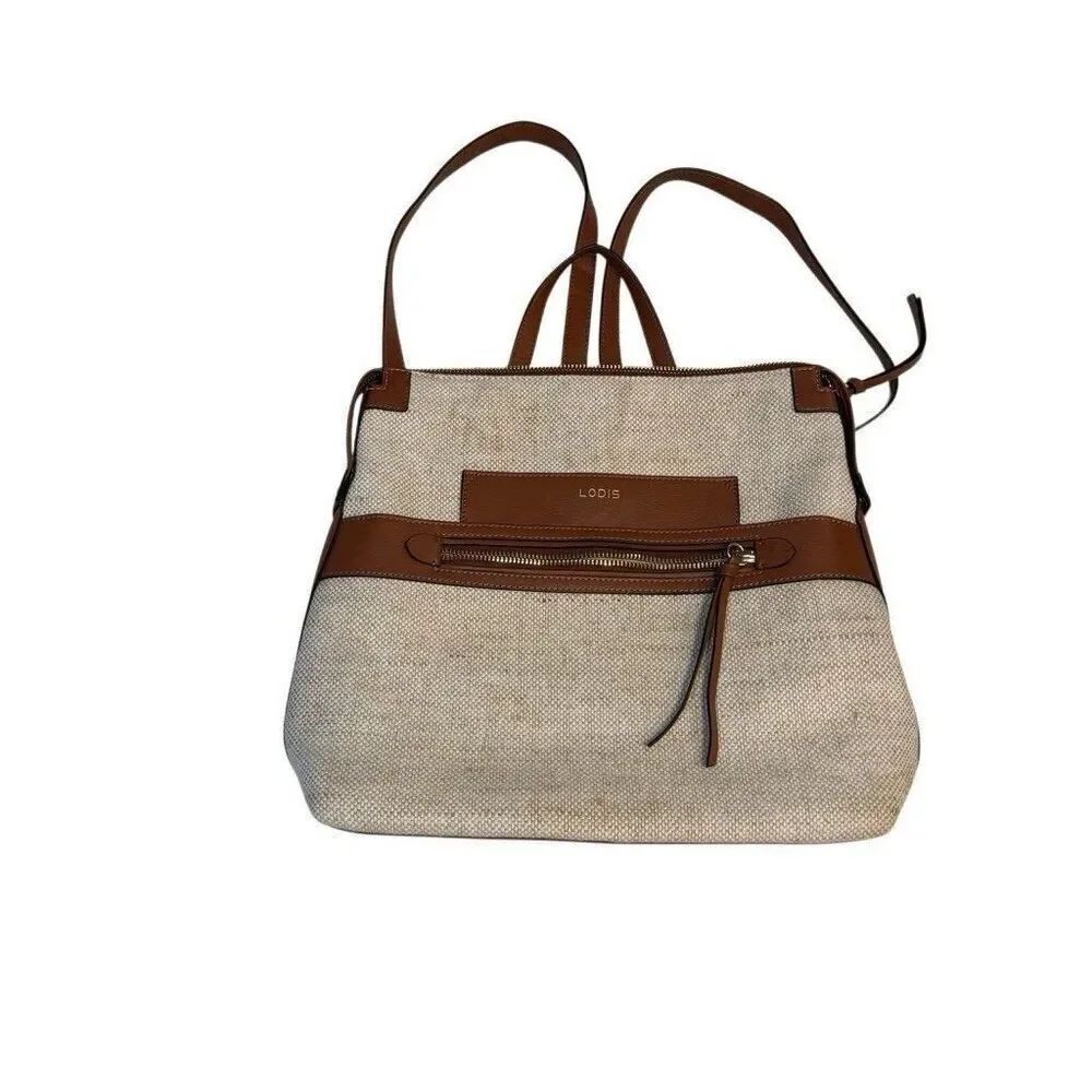 Lodis Summer Backpack Pippa Jute Cotton Leather Detailed Bag